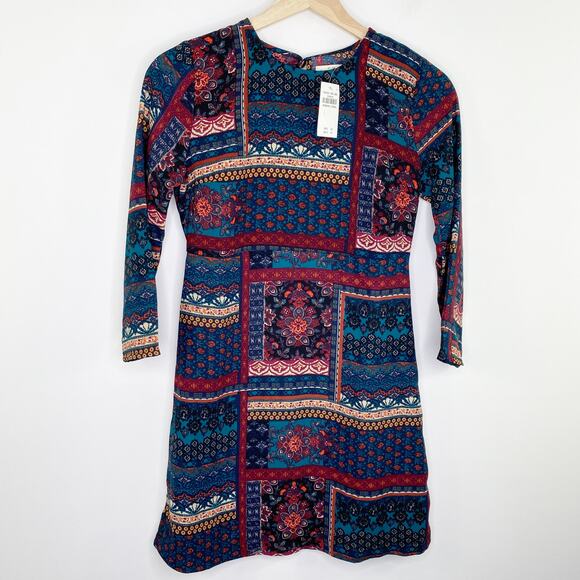 Abercrombie & Fitch Dresses & Skirts - Abercrombi Multi-Color Boho Long Sleeve Dress Women XS Artsy Retro 70s Inspired